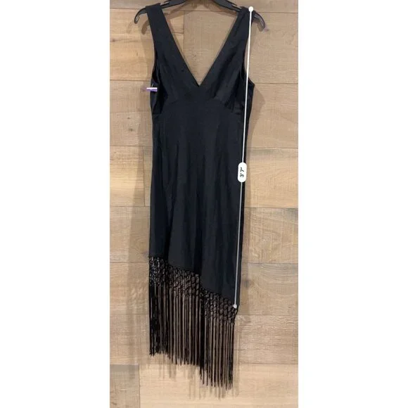 RAILS TAMARA black fringe asymmetrical DRESS size M NWOT - Picture 8 of 12